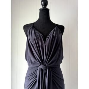 MISA Los Angeles Gray/Smokey Black Domino Draped Front Tie Dress Size XS